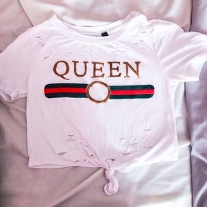 Distressed Queen Crop Top